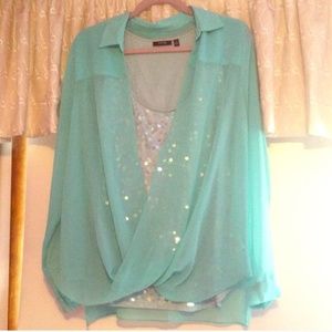 🚫sold in bundle🚫Sheer shirt with wrap at bottom