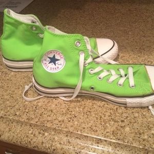 Lime green high top converse