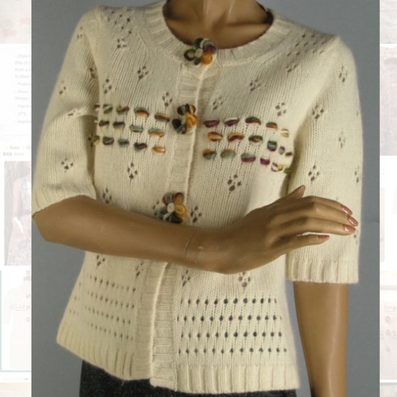 Anthropologie Wintersong 1/2 Sleeve Cardigan, Sz M - Picture 2 of 4