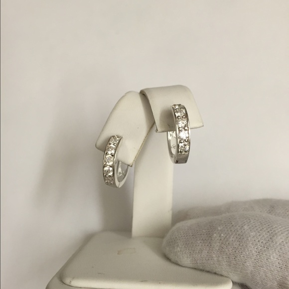925 sterling silver hoop earrings CZ stones