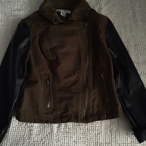 olive green leather jacket