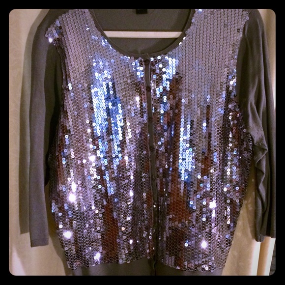 Sequin 3/4 length sleeve cardigan top