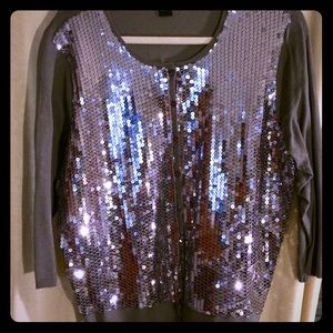 Sequin 3/4 length sleeve cardigan top