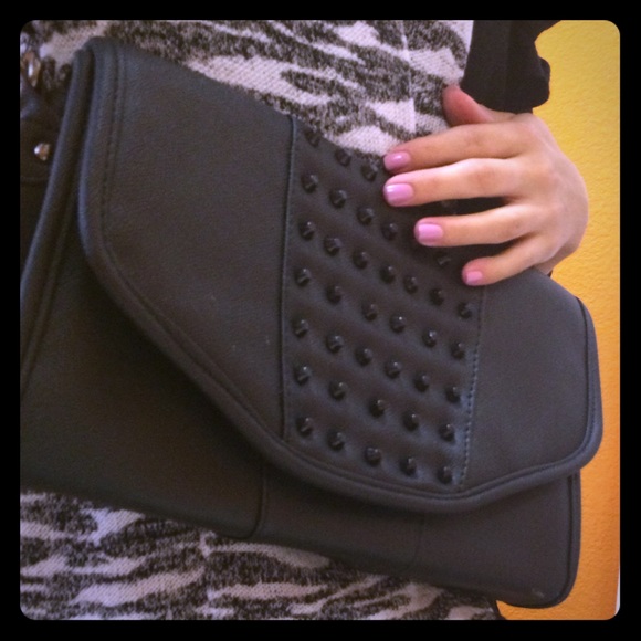 Nila Anthony Studded and structured black bag