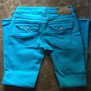 Teal Color True Religion Jeans