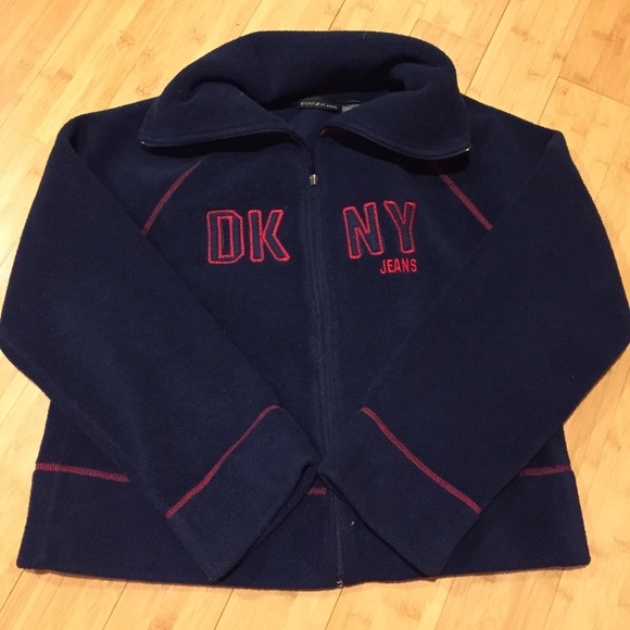Navy blue turtleneck DKNY jacket - Picture 1 of 4