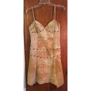 Vintage Nicole Miller 100% Leather Tan Dress
