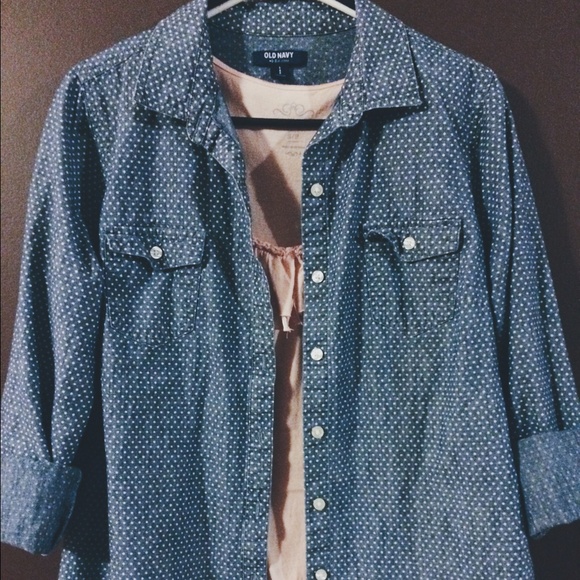 Polka Dot Chambray Top