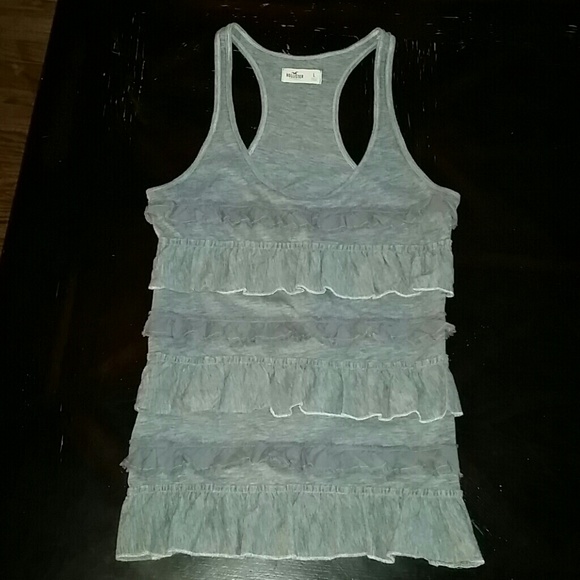 Grey ruffle racerback tank