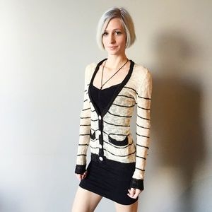 Obey Striped Button Down Sweater
