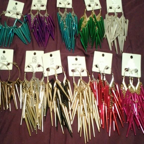 3 Bundle FRINGE SPIKE EARRINGS COLORS ABOVE