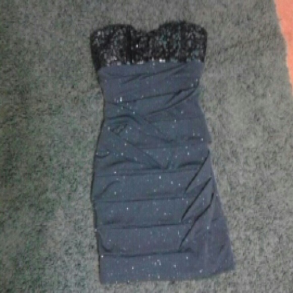 Sequin and Glittery Light Blue Pencil Dress