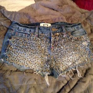 Denim sparkle shorts