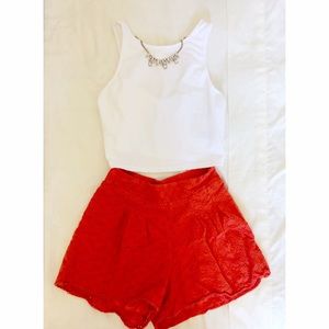 Red Flowy Shorts