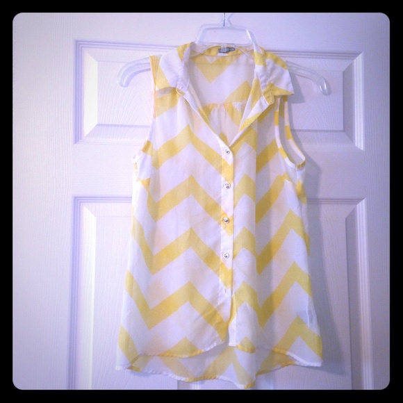 Yellow and white chevron top