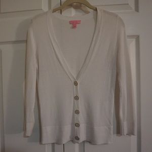 Lilly Pulitzer White Melody Cardigan Small