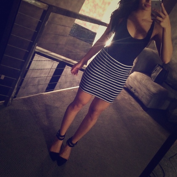 F21 Striped Bodycon Skirt