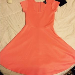 bright coral skater dress