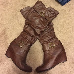 Brown knee high boots