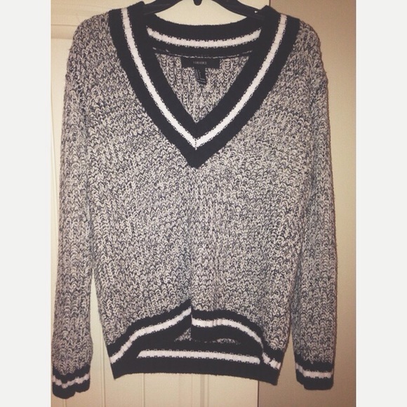 forever 21 // varsity style v-neck sweater.