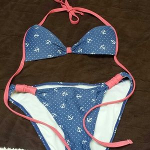 Arizona Jeans blue/coral pink bikini w/ details