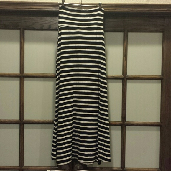 Black and white striped maxi skirt
