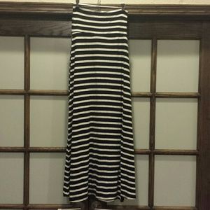 Black and white striped maxi skirt