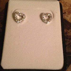 Sterling silver zirconia heart earrings