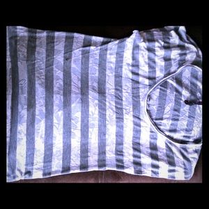 Grey/White sheer striped t-shirt $5