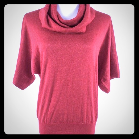 NWT- Michael Kors Shimmery Red Cowl Neck Top