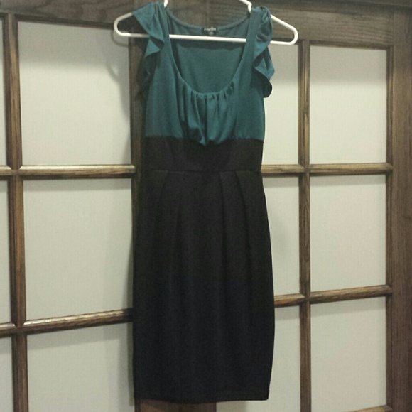 Teal and black cotton dress