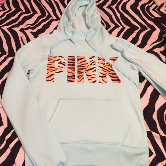 Vs pink tiger print funnel hoodie
