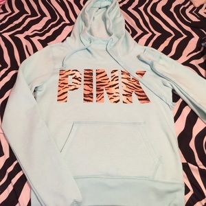 Vs pink tiger print funnel hoodie