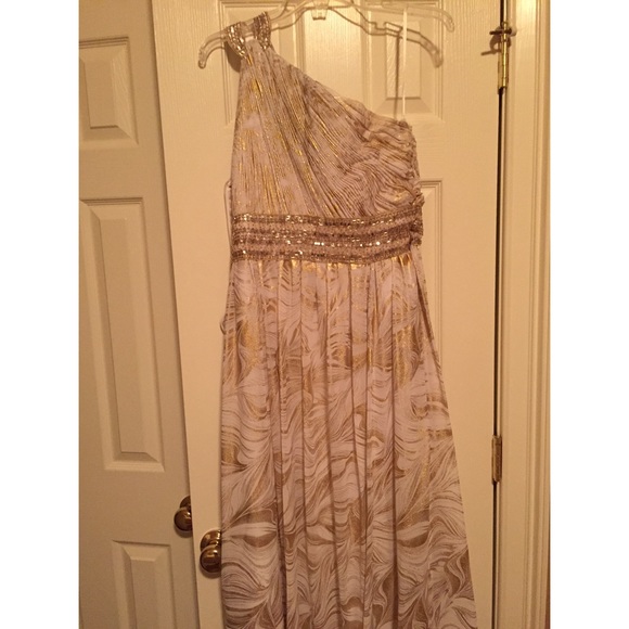 Gold One Shouldered Formal Dress - Picture 3 of 4