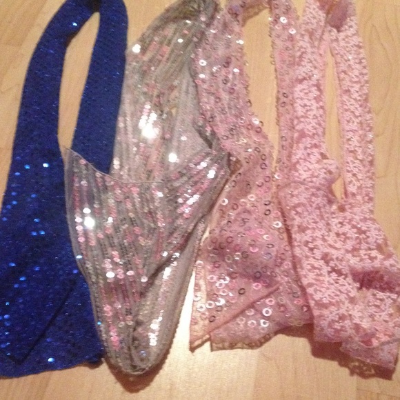 set of 4 sparkly/sequined scarves/belts/sashes