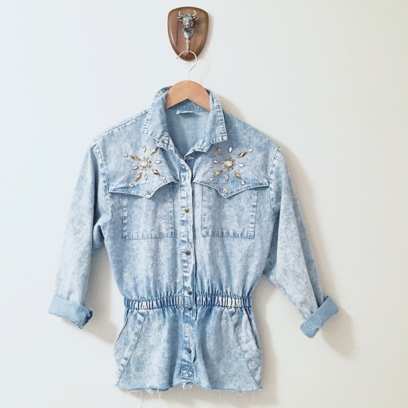 Vintage Tops - Vintage Denim SHirt w/ embellishments