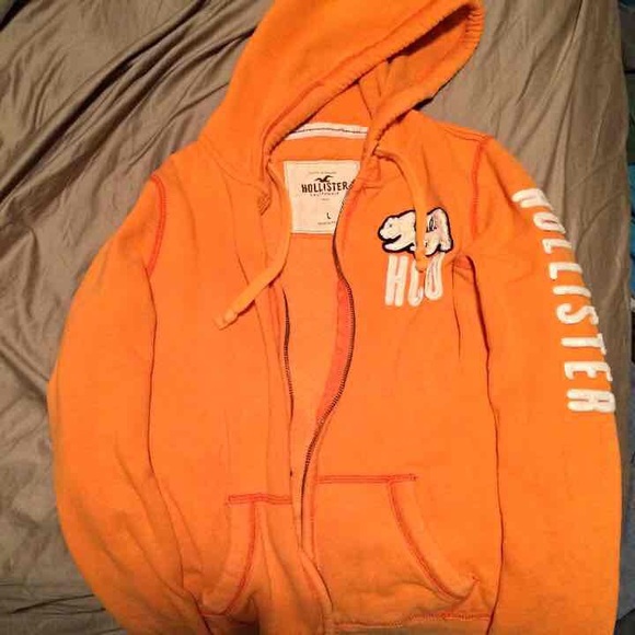 Orange Hollister Zip Up Hoodie