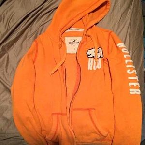 Orange Hollister Zip Up Hoodie