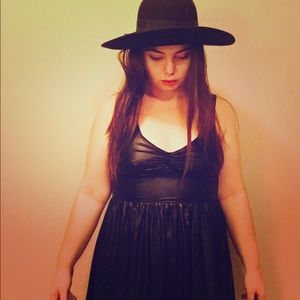 Black Faux Leather Mini-Dress