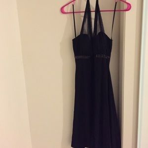 Black knee-length halter dress