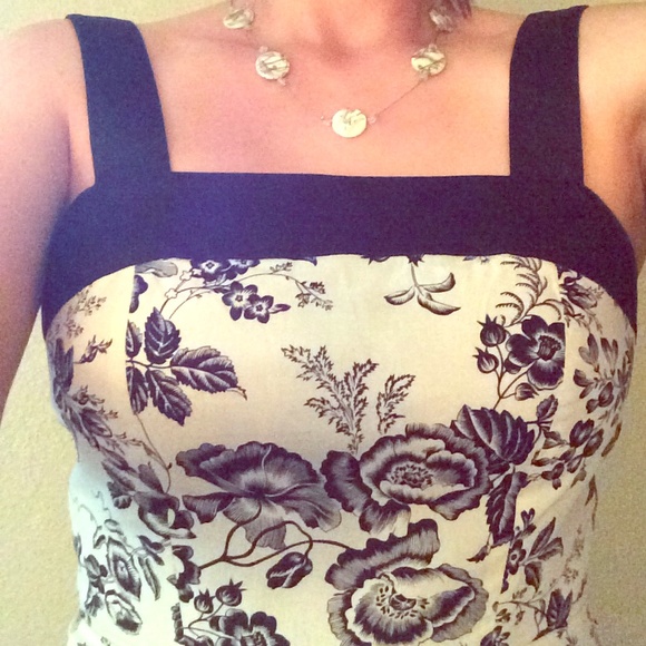Black & Ecru Floral Fit and Flare Dress