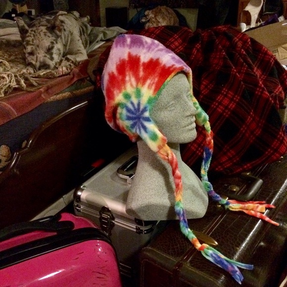 SOLD in BUNDLE Tie-Dye Hat w/Long Braided Tassels - Picture 2 of 4