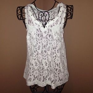 EXPRESS mint green lace tank with metal studs NWOT