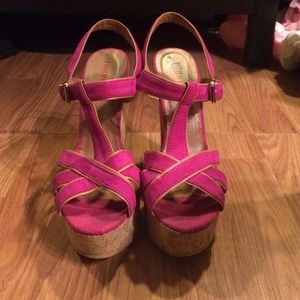 Strappy magenta heels