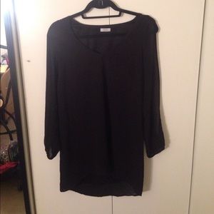 Black long sleeve slit dress