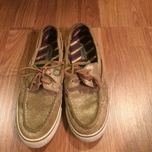Gold Sperry boot shoes