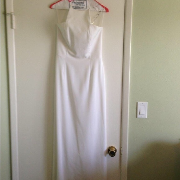 Max Mara White Gown. Rhinestone Straps. Size 6.