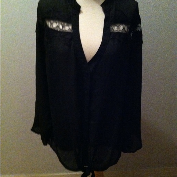 NWOT black sheer blouse