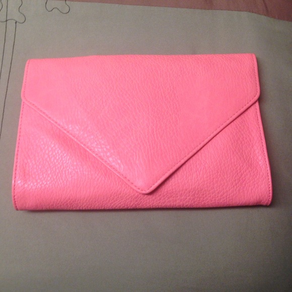 Faux leather pink clutch