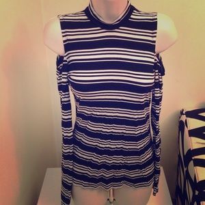 Akira sexy black and white striped top